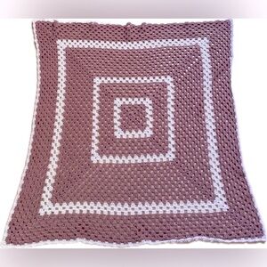 Pink and White Crochet Blanket